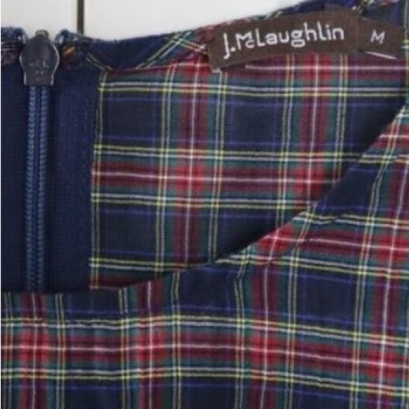 J.McLaughlin Tartan Plaid Seersucker Size Med Cotton Blouse Blouson Sleeve Women - Picture 6 of 11